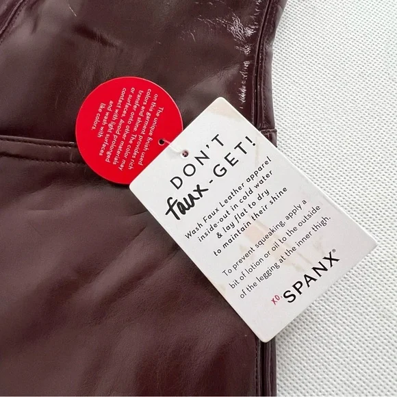SPANX High-Shine Faux Leather Leggings in Burgundy - Picture 14 of 16